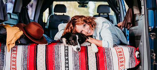 A woman with her border collie.