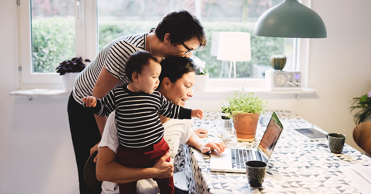 family at computer