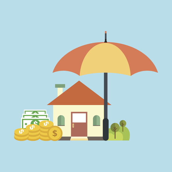 umbrella and house graphic