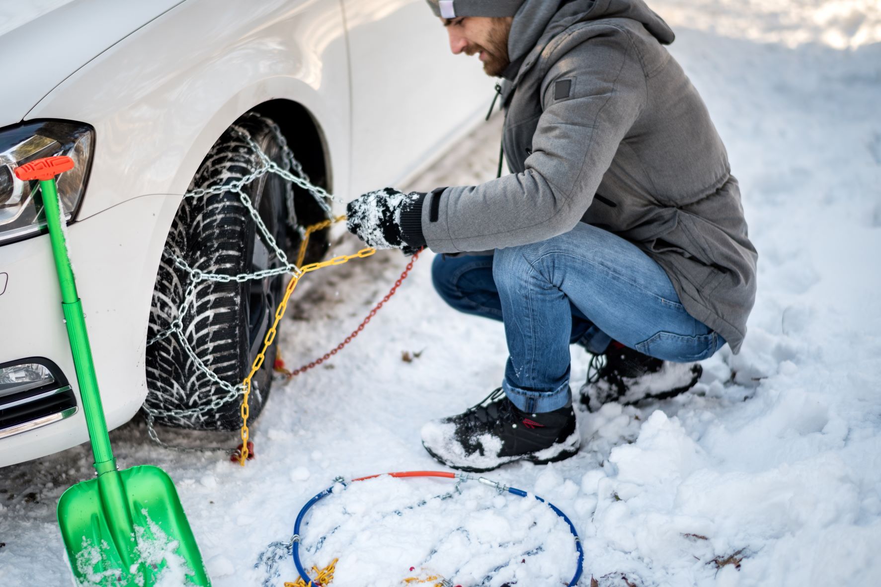 How to Install Car Snow Chains 