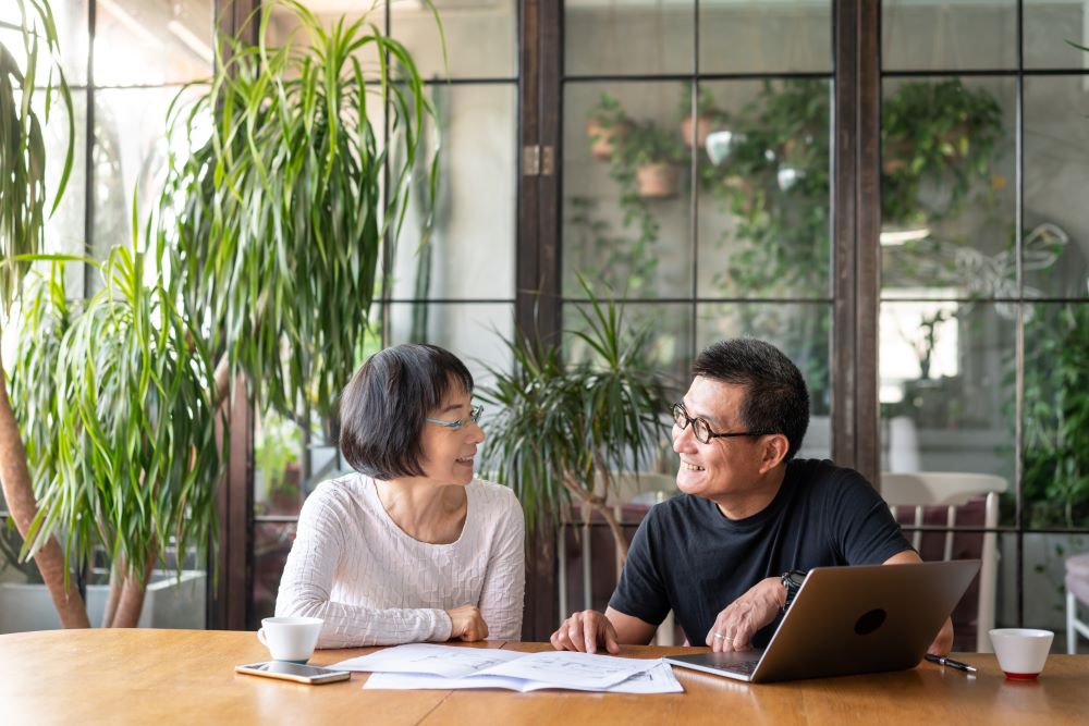 Couple reviewing documents.